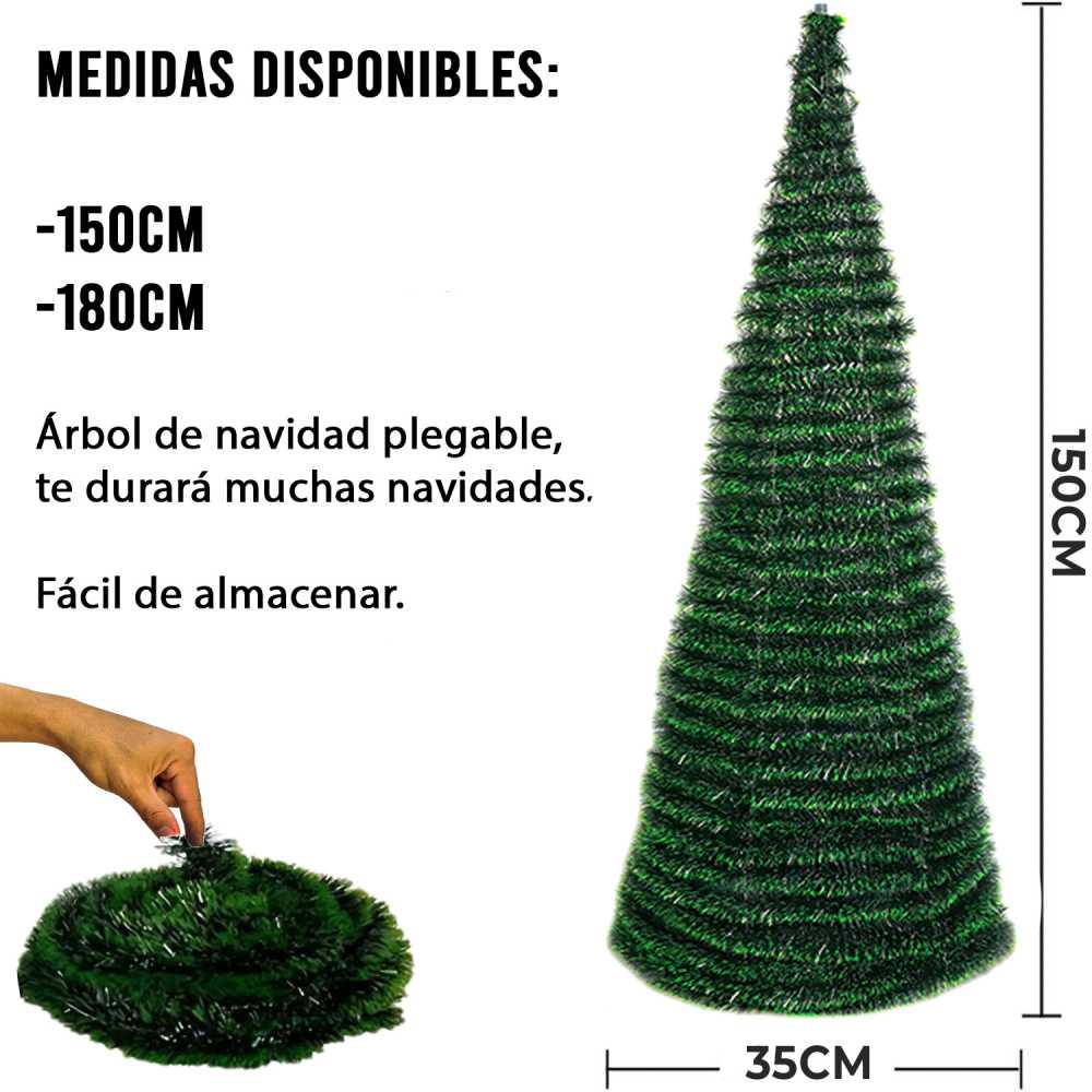 Árbol de Navidad Plegable 150CM Alto 35CM Diámetro